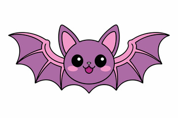 Kawaii bat cartoon vector art illustration on a white background