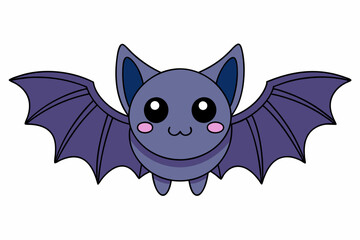 Kawaii bat cartoon vector art illustration on a white background