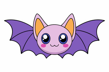 Kawaii bat cartoon vector art illustration on a white background