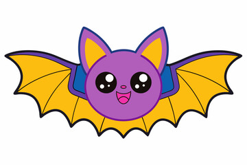 Kawaii bat cartoon vector art illustration on a white background