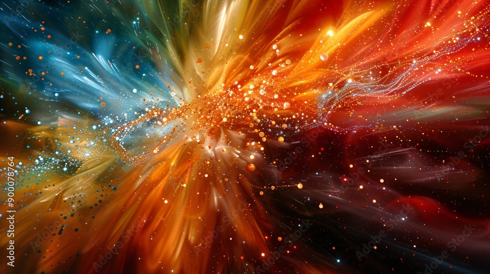 Wall mural abstract cosmic explosion with sparkling lights