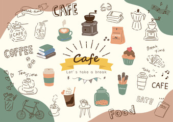 カフェ　イラスト素材集