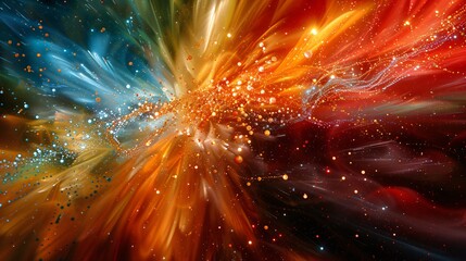 Abstract Cosmic Explosion with Sparkling Lights