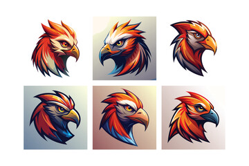 Logo sets of Ababil bird, labeled flat art vector illustration.