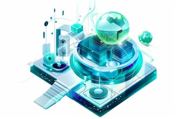 Conceptual Technology Flat Illustration created with Generative AI