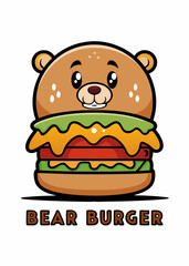 Bear Burger vector art illustration