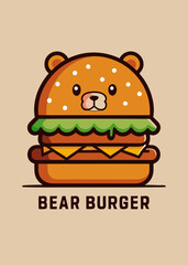 Bear Burger vector art illustration