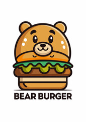 Bear Burger vector art illustration