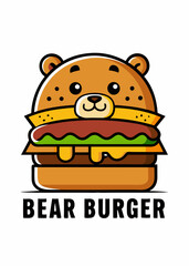 Bear Burger vector art illustration