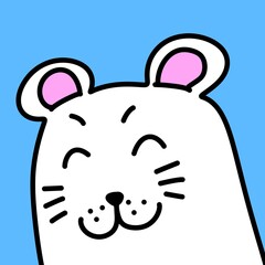 cute cartoon rabbit on blue background