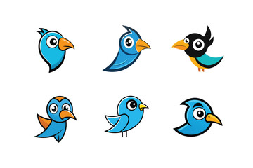 Fototapeta premium Logo sets of Ababil bird, labeled cartoon vector illustration.