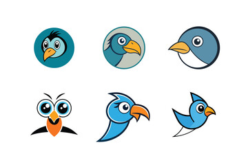 Logo sets of Ababil bird, labeled cartoon vector illustration.