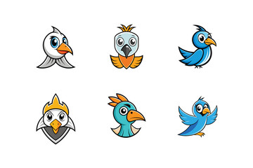 Logo sets of Ababil bird, labeled cartoon vector illustration.