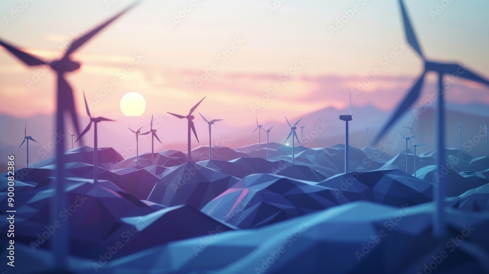 Sticker low poly visualization of: with greater co-innovation, the impact of digitalization in the energy sector can exponentially multiply - at both company and industry levels