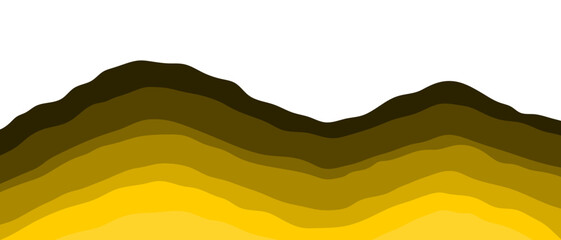 Yellow bedded sedimentary mountain. Rock folding cross section.