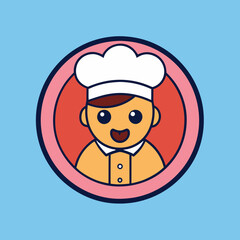 Cartoon Chef Man Icon Logo Design Vector Art Illustration