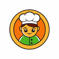 Cartoon Chef Man Icon Logo Design Vector Art Illustration