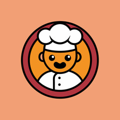 Cartoon Chef Man Icon Logo Design Vector Art Illustration