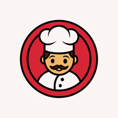 Cartoon Chef Man Icon Logo Design Vector Art Illustration