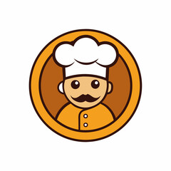 Cartoon Chef Man Icon Logo Design Vector Art Illustration