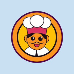 Cartoon Chef Man Icon Logo Design Vector Art Illustration