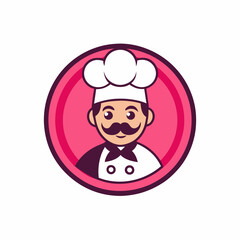 Cartoon Chef Man Icon Logo Design Vector Art Illustration