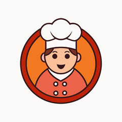 Cartoon Chef Man Icon Logo Design Vector Art Illustration