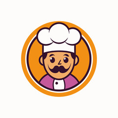 Cartoon Chef Man Icon Logo Design Vector Art Illustration