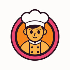 Cartoon Chef Man Icon Logo Design Vector Art Illustration