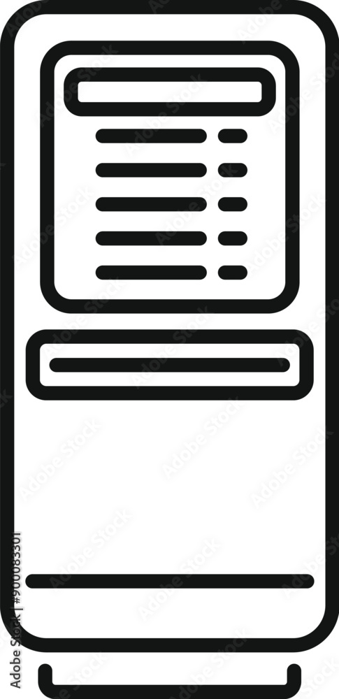 Poster electronic information kiosk is displaying important data and waiting for user interaction