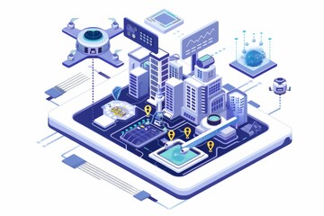 Conceptual Technology Flat Illustration created with Generative AI