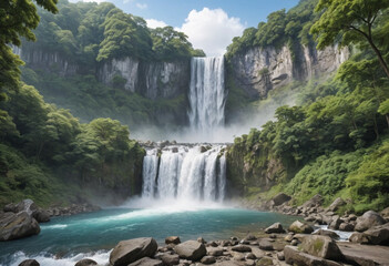 Fototapeta premium Visiting a world-famous waterfall 