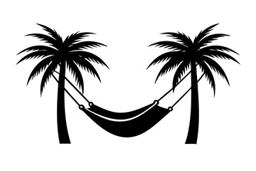 Silhouette of hammock palm tree silhouette vector illustration
