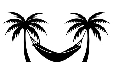Silhouette of hammock palm tree silhouette vector illustration
