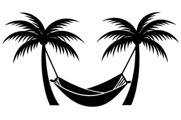 Silhouette of hammock palm tree silhouette vector illustration
