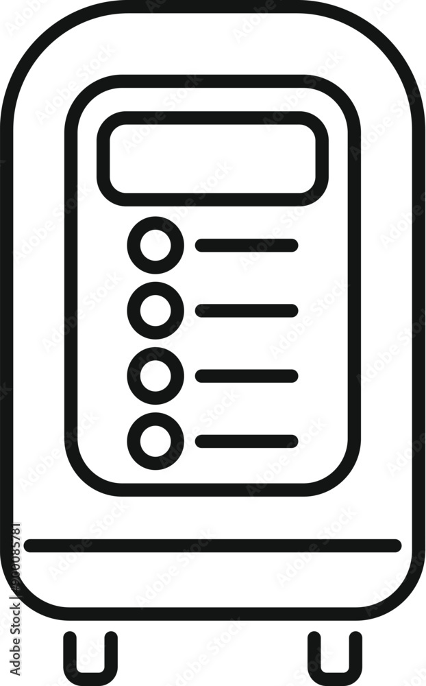 Wall mural Line art icon of a boiler heating water with control panel displaying temperature and settings