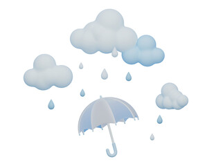 rainy day with umbrella 3D graphic