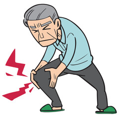 シニア_膝が痛い高齢男性のイラスト