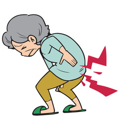 シニア_腰が痛い高齢女性のイラスト