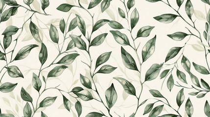 A hand drawn vintage pattern of leaves and branches