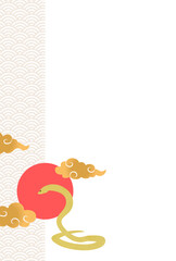 白蛇と初日の出の年賀イラスト