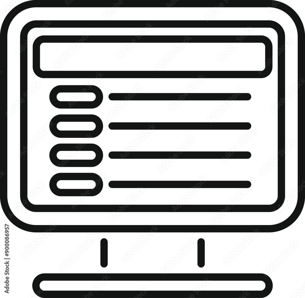 Poster simple icon of a multiple choice survey form being filled out on a computer screen