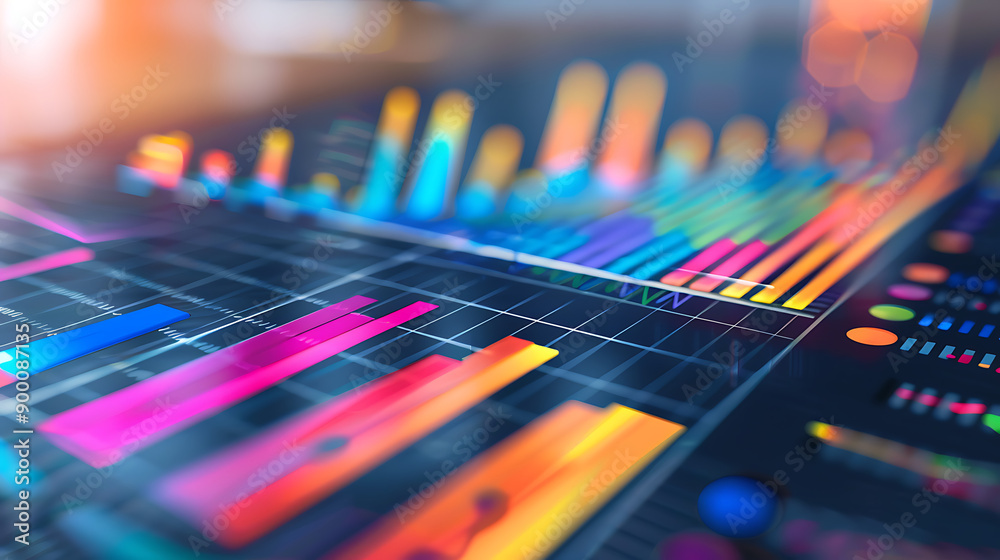 Poster marketing concept with financial graph and chart