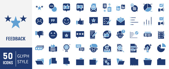 Feedback Icon set. Contains Rating, Testimonials, Quick Response, Satisfaction and more. Editable stroke. Vector illustration