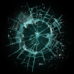 Obraz premium The Broken glass isolation over black background, Illustration