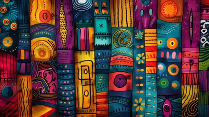 Fototapeta premium Abstract Ethnic Patterns with Bold and Rich Colors