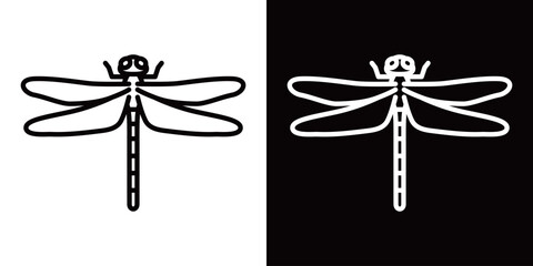 トンボのシンプルなラインアイコン © WAWAWA