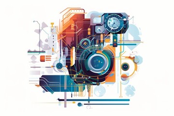 Obraz premium Conceptual Technology Flat Illustration created with Generative AI