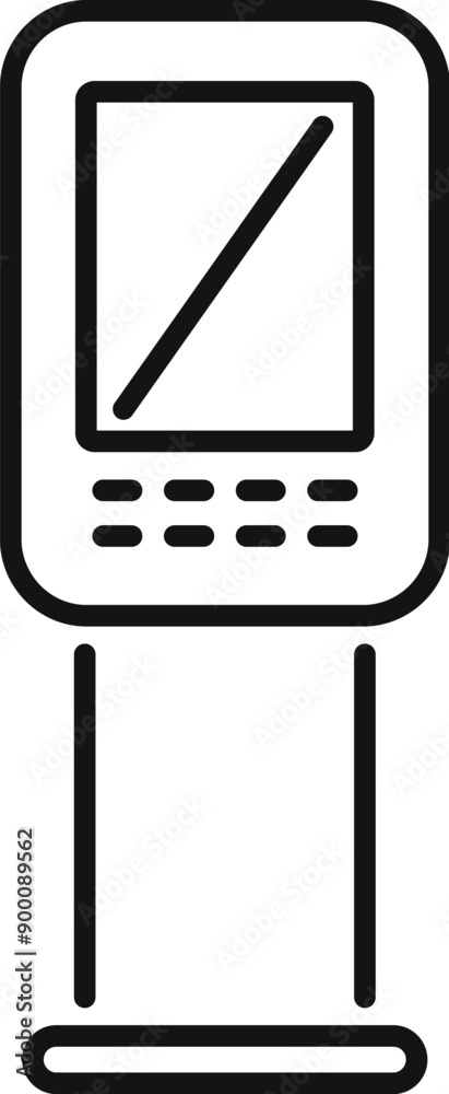 Poster simple icon of a public terminal standing on floor showing interactive interface