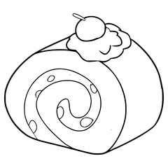 roll cake illustration hand drawn outline vector